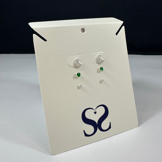 Aretes Luna blanco verde