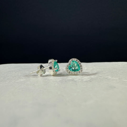 Aretes verde jade corazon