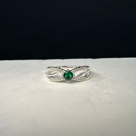 Anillo cruzado verde