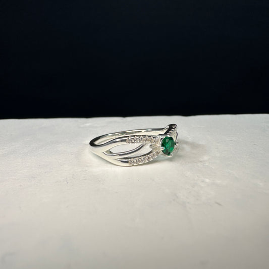 Anillo cruzado verde