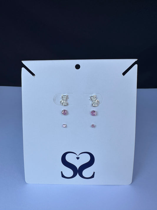 Aretes gatos rosados