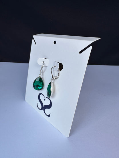 Aretes corte lagrima verdes