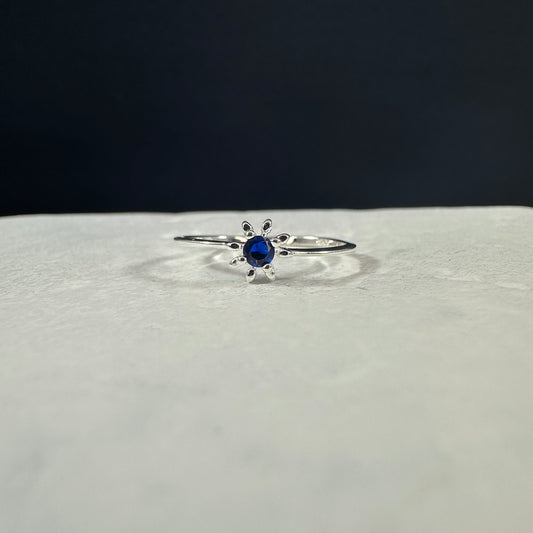Anillo Flor Margarita de Chocolate Azul