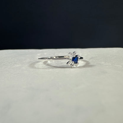 Anillo Flor Margarita de Chocolate Azul
