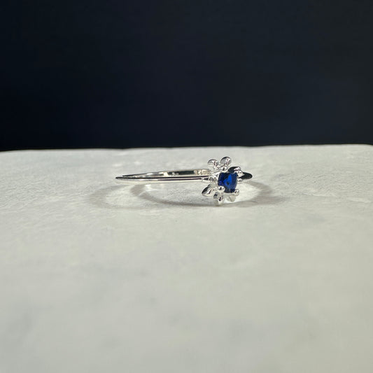 Anillo Flor Margarita de Chocolate Azul