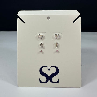 Aretes corazones pie rosados