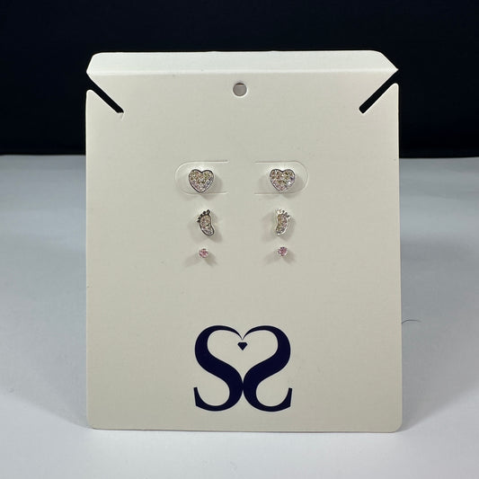 Aretes corazones pie rosados