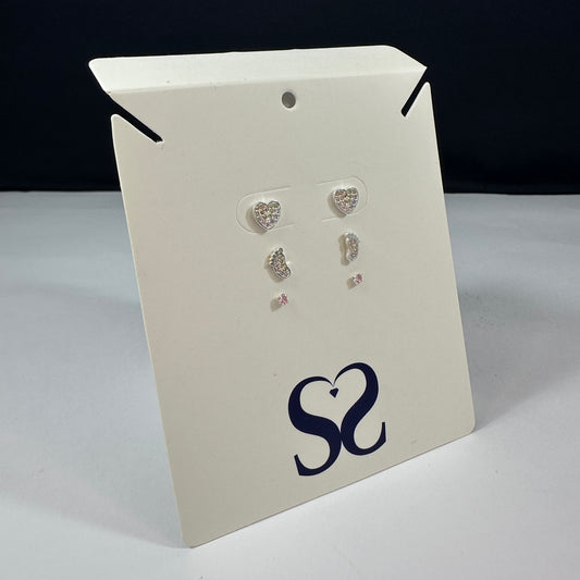 Aretes corazones pie rosados