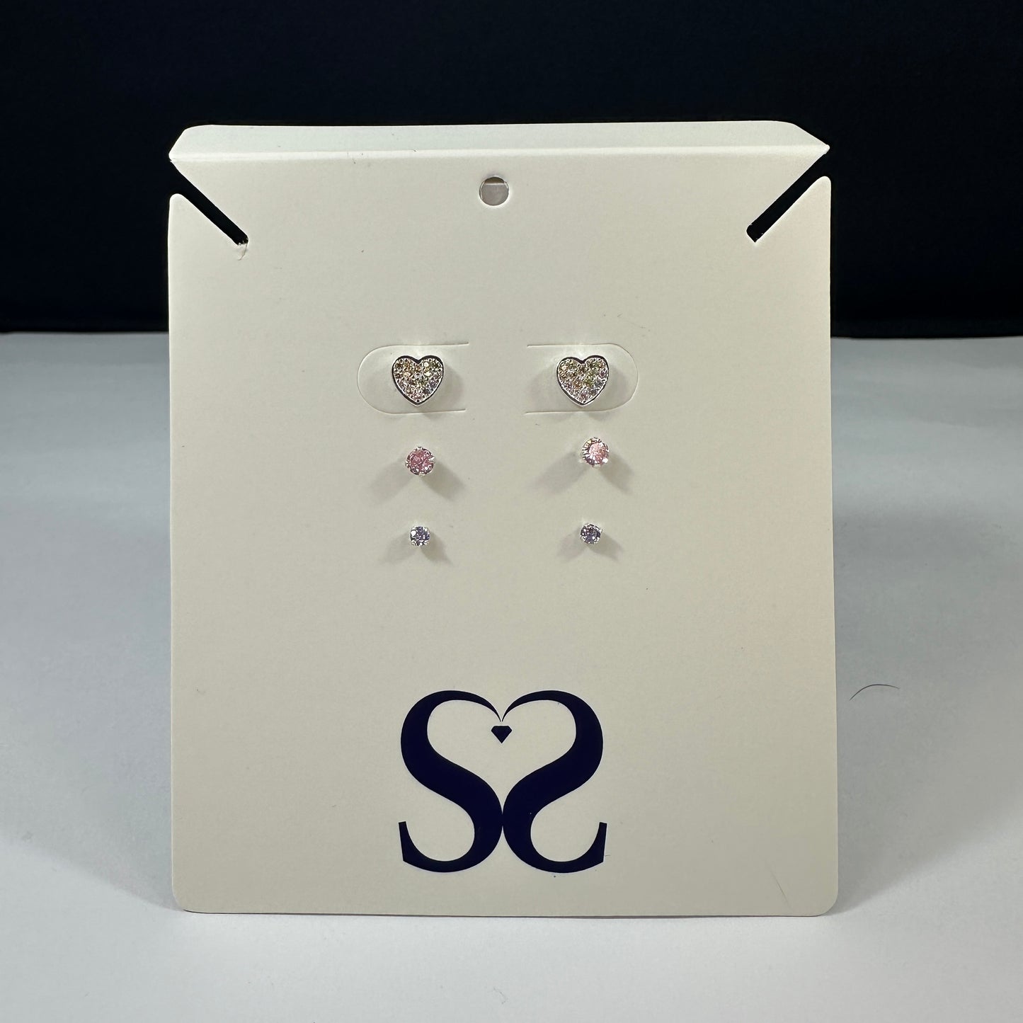 Aretes corazones rosado y morado