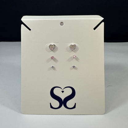 Aretes corazones rosado y morado