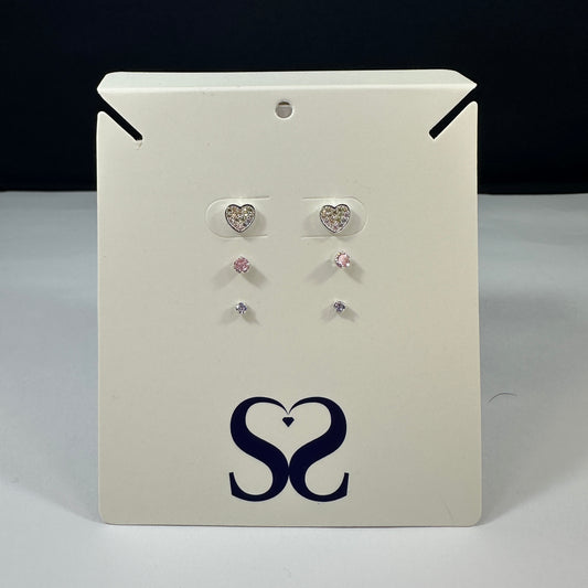 Aretes corazones rosado y morado