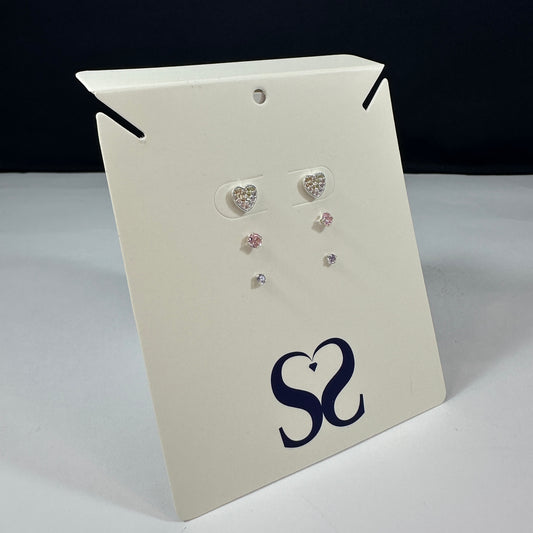 Aretes corazones rosado y morado