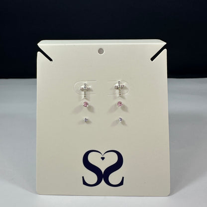 Aretes cruz rosados
