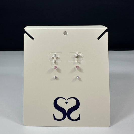 Aretes cruz rosados