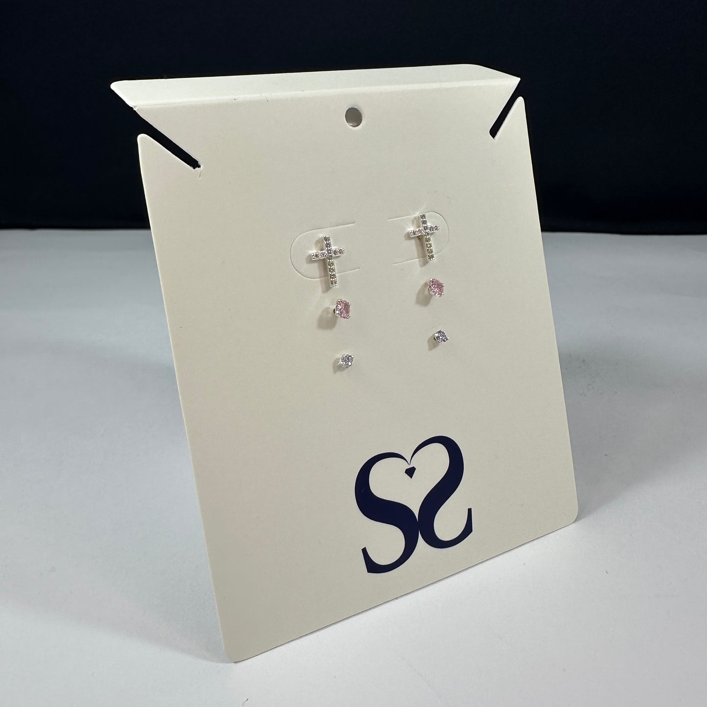 Aretes cruz rosados