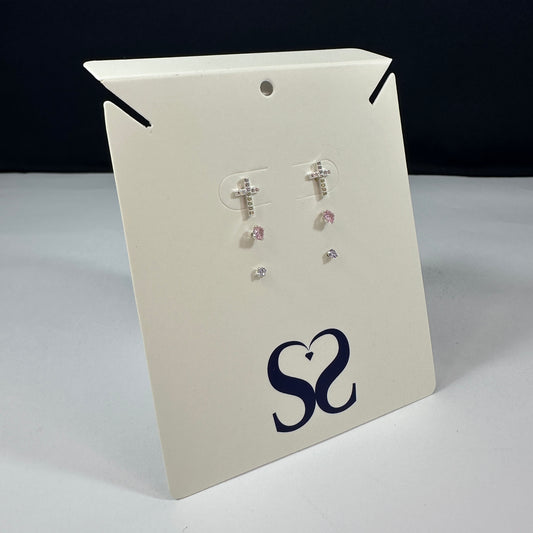 Aretes cruz rosados