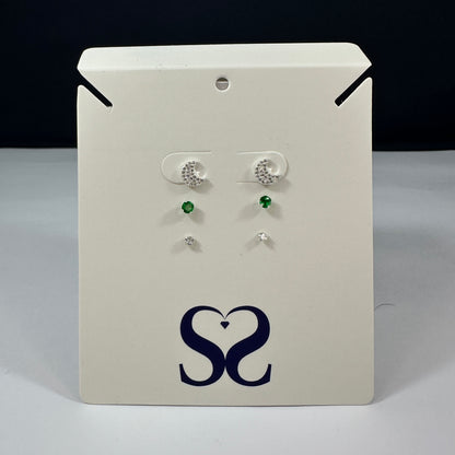 Aretes Luna blanco verde