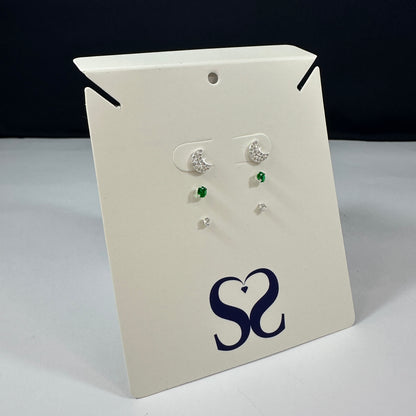 Aretes Luna blanco verde