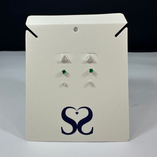 Aretes triángulo blanco con verde