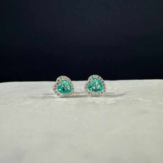 Aretes verde jade corazon