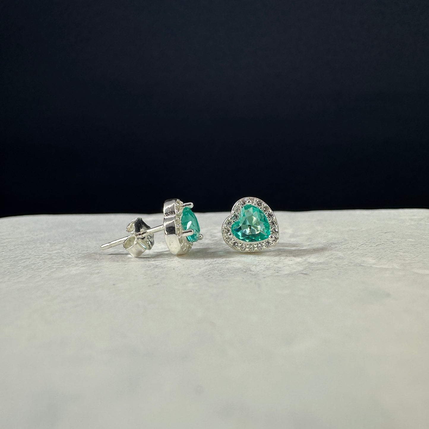 Aretes verde jade corazon