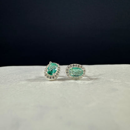 Aretes verde jade ovalados