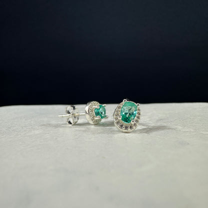 Aretes verde jade ovalados